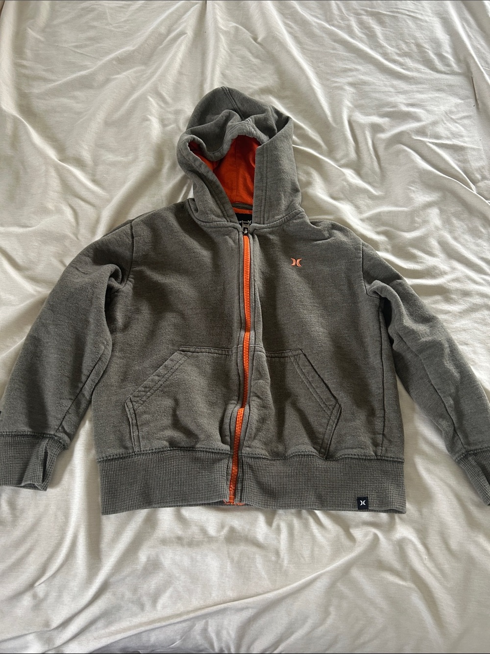 Hurley Kids' Gray Hoodie with Orange Accents